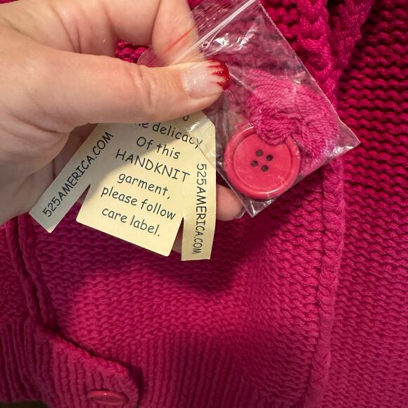 NWT Deadstock Vintage 525 America Hand Knit Chunky Zip Up Sweater Pink M Cottage - Picture 6 of 16
